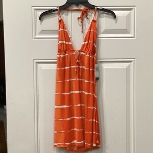 New Ralph Lauren Swimwear Top Orange & White Striped Size Small (Item#SW021)